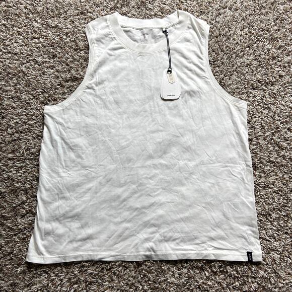 Prana Everyday Tank Women's Large Soft White Standard Fit Regenerative Cotton - Picture 4 of 9